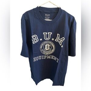 NWT B.U.M. Equipment Dark Navy Blue Short Sleeve Tee Classic Crew Neck T-Shirt L
